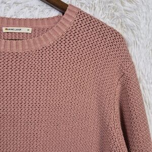 Marine Layer Garment Dye Dusty Pink 100% Cotton Crew Neck Sweater Mens M Beachy